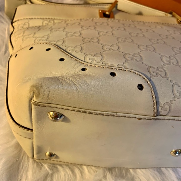 Gucci Guccissima Off White Leather Gg Canvas Tote - Picture 8 of 13